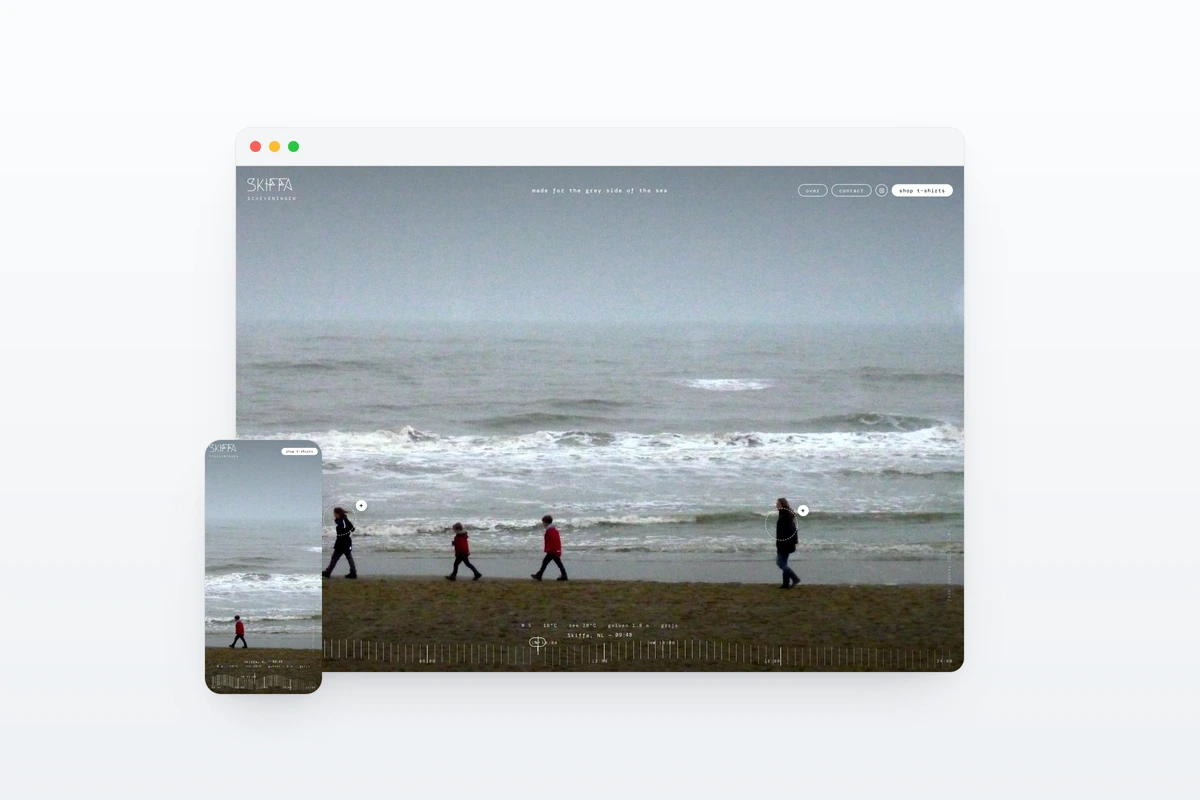 Website van Skiffa — homepage op desktop en mobiel.